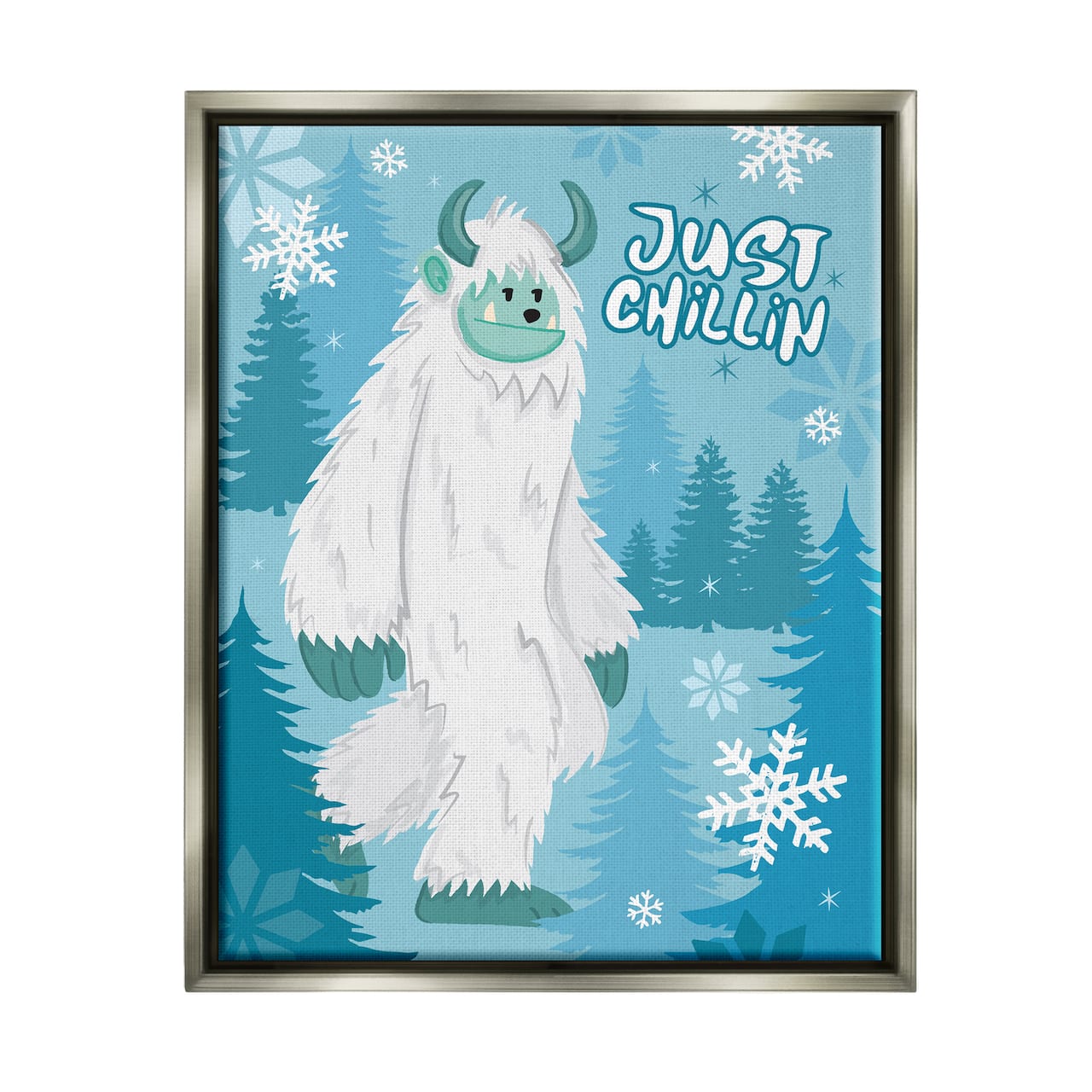 Stupell Industries Just Chillin Funny Winter Yeti Framed Floater Canvas Wall Art